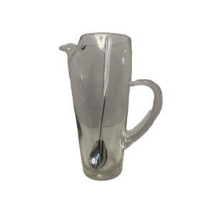Martini Cocktail Pitcher Spoon with Glass Stirrer Hand Blown Glass Vintage MCM